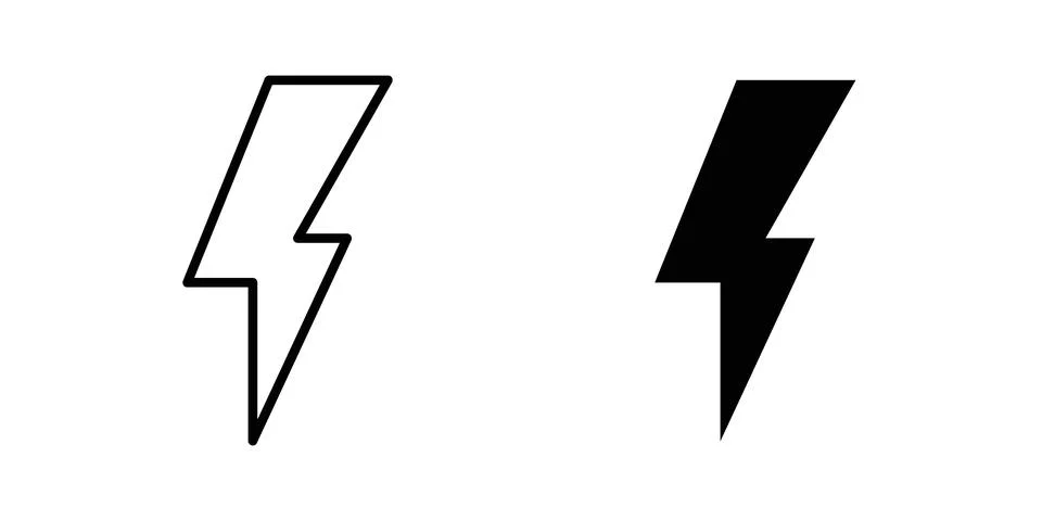 Thunderbolt icon silhouette vector set. thin line pack Ilustración de archivo