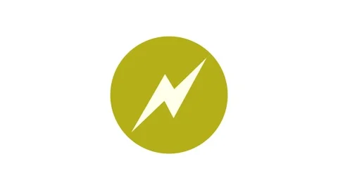 Thunderbolt icon yellow color simple shape circle animation white background Vídeo Stock 279368894