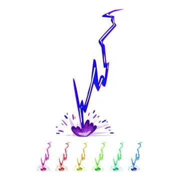 Thunderbolt lightning effect cartoon vector graphic Stock Illustration