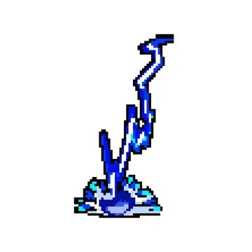 Thunderbolt lightning effect pixel art vector illustration Stock Illustration