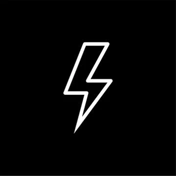 Thunderbolt Line Icon On Black Background. Black Flat Style Vector Illustration Stock Illustration