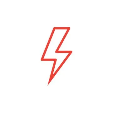 Thunderbolt Line Red Icon On White Background. Red Flat Style Vector Stock Illustration