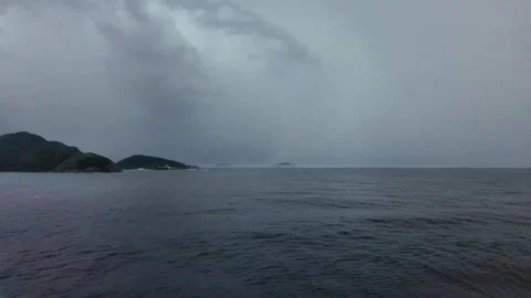 Thunderbolt Over the Ocean Horizon Stock Footage 296428066