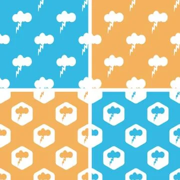 Thunderbolt pattern set, colored Illustrazione stock
