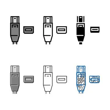 Thunderbolt port color icon multipack vector Stock Illustration
