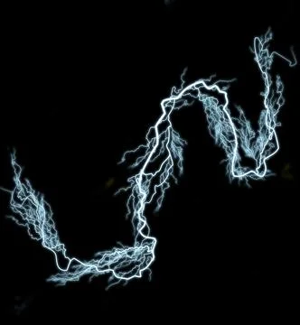 Thunderbolt. Realistic lightning. Electricity thunder light storm flash thund Stock Photos