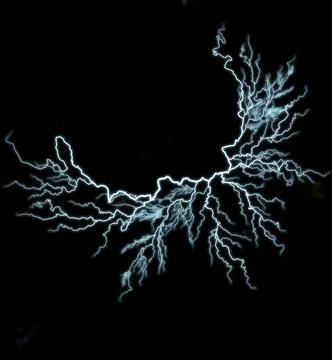 Thunderbolt. Realistic lightning. Electricity thunder light storm flash thund Stock Photos