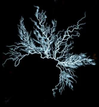 Thunderbolt. Realistic lightning. Electricity thunder light storm flash thund Stock Photos