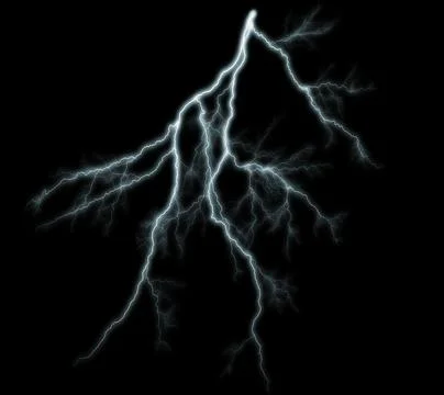 Thunderbolt. Realistic lightning. Electricity thunder light storm flash thund Stock Photos
