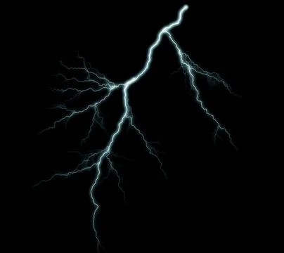 Thunderbolt. Realistic lightning. Electricity thunder light storm flash thund Stock Photos