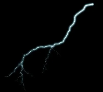 Thunderbolt. Realistic lightning. Electricity thunder light storm flash thund Stock Photos