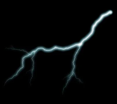 Thunderbolt. Realistic lightning. Electricity thunder light storm flash thund Stock Photos