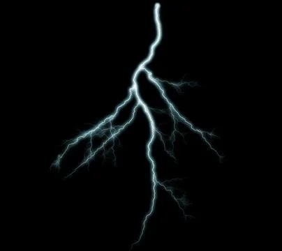 Thunderbolt. Realistic lightning. Electricity thunder light storm flash thund Stock Photos