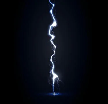 Thunderbolt vector illustration. Blue lightning strike on dark background Stock Illustration