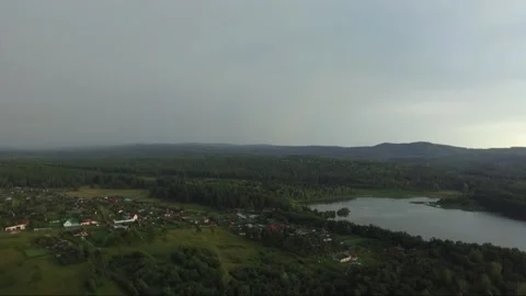Thundercloud over the countryside. Flashing lightning strikes the ground Stock Footage 158661763