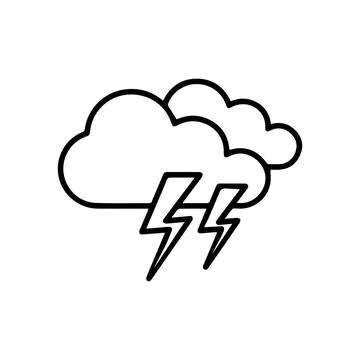 Thundercloud thin line icon isolated on white background - Vector Thunderc... Fotos de archivo