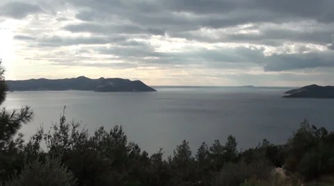 Thunderclouds above peninsula Stock Footage 33913875