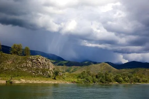 Thunderclouds in the Altai mountains Stock Photos