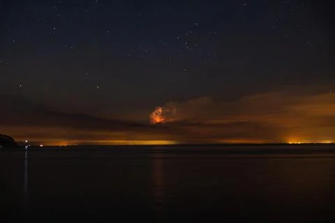 Thunderclouds at night with lightning Stock Photos