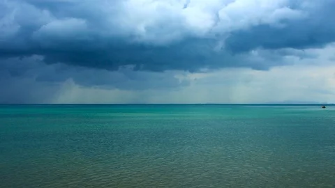 Thunderclouds at Tropical Sea Stock Footage 73700107