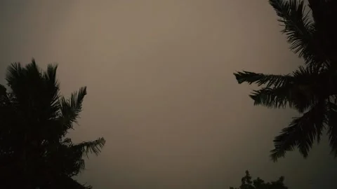 Thundering in the orange sky Stock Footage 132112980