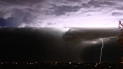 Thunder/Lightning Storm At Night Video stock 81414529