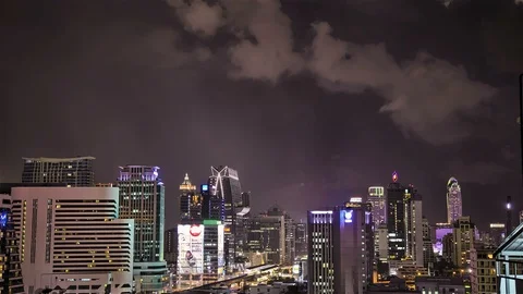 Thunders over City Skyline at  Night 2K Loop 库存影片 98499051