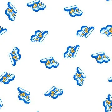 Thundersnow weather isometric icon seamless pattern 스톡 일러스트