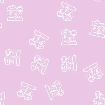 Thundersnow weather line vector seamless pattern 스톡 일러스트