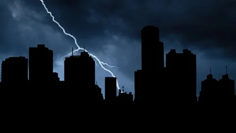 Thunderstorm and Lightning  flash over Caracas Downtown Skyscrapers, Venezuela Stock Footage 242949214