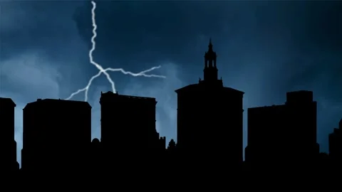 Thunderstorm and Lightning Flash over  San Jose, capital of Silicon Valley Stock Footage 278026203