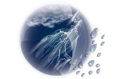 Thunderstorm and rain drops Stock Illustration