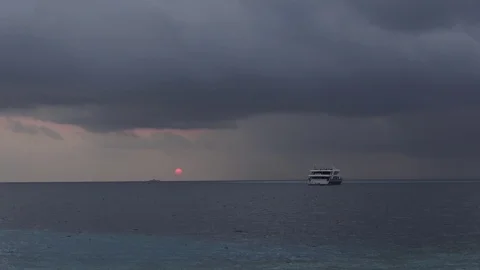 Thunderstorm and rain over the Indian Ocean. Maldives video closeup Stock Footage 89077813
