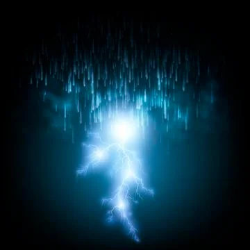 Thunderstorm Background With Rain and Lightning, Stock Illustration