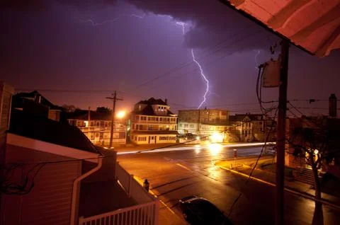 Thunderstorm beating in the evening Stock Photos