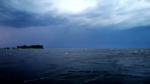 Thunderstorm begins,raging river Stock Footage 133115171