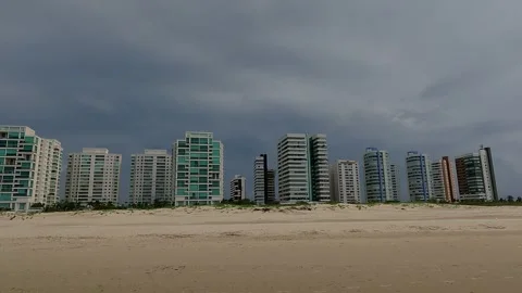 Thunderstorm Brewing Over Downtown Stock Footage 301646536
