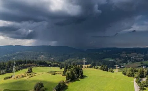  Thunderstorm cell over the Black Forest Grafenhausen, Germany, 1st Sept 2... Fotos Stock