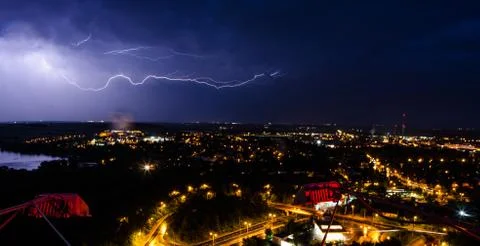 Thunderstorm in the city Stock Photos