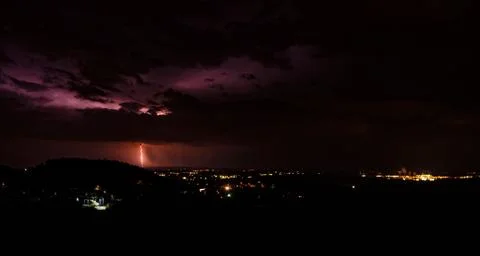 Thunderstorm in the city Stock Photos