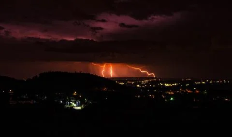 Thunderstorm in the city Stock Photos