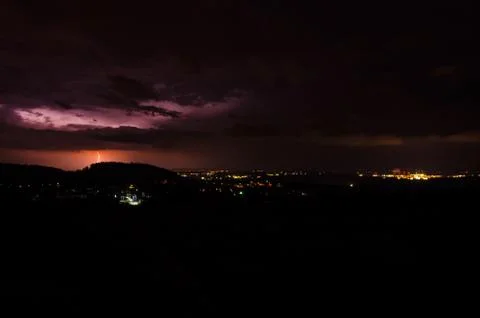 Thunderstorm in the city Stock Photos