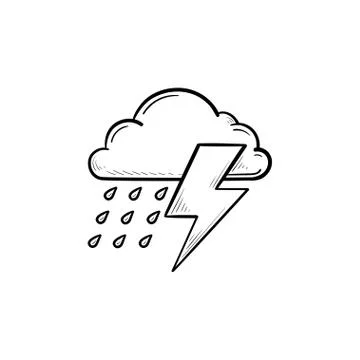 Thunderstorm cloud hand drawn outline doodle icon. Illustrazione stock