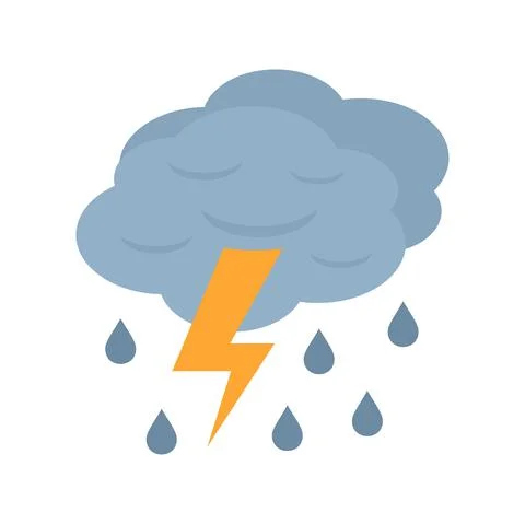 Thunderstorm cloud icon flat isolated vector Stock Illustration