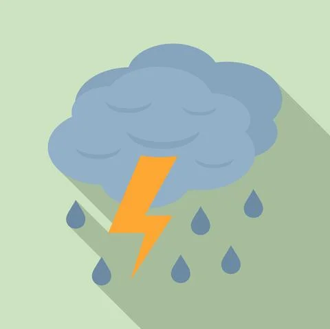 Thunderstorm cloud icon, flat style Illustrazione stock