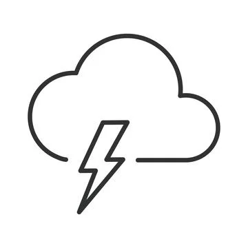 Thunderstorm cloud icon in line design. thunderstorm, cloud, lightning, weather Stock Illustration