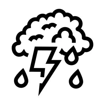 Thunderstorm cloud with lightning and rain icon Stock Illustration