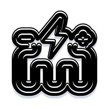 Thunderstorm cloud with lightning bolt symbol on white Stock Illustration