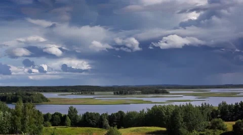 Thunderstorm cloud over beautiful lakes Video stock 45020877