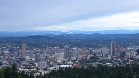 Thunderstorm clouds clearing over Portland Oregon. Stock Footage 113850501